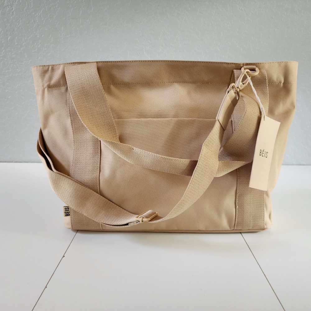 BEIS The BEISics Tote Beige Tan Travel Bag Trolley Passthrough NWT